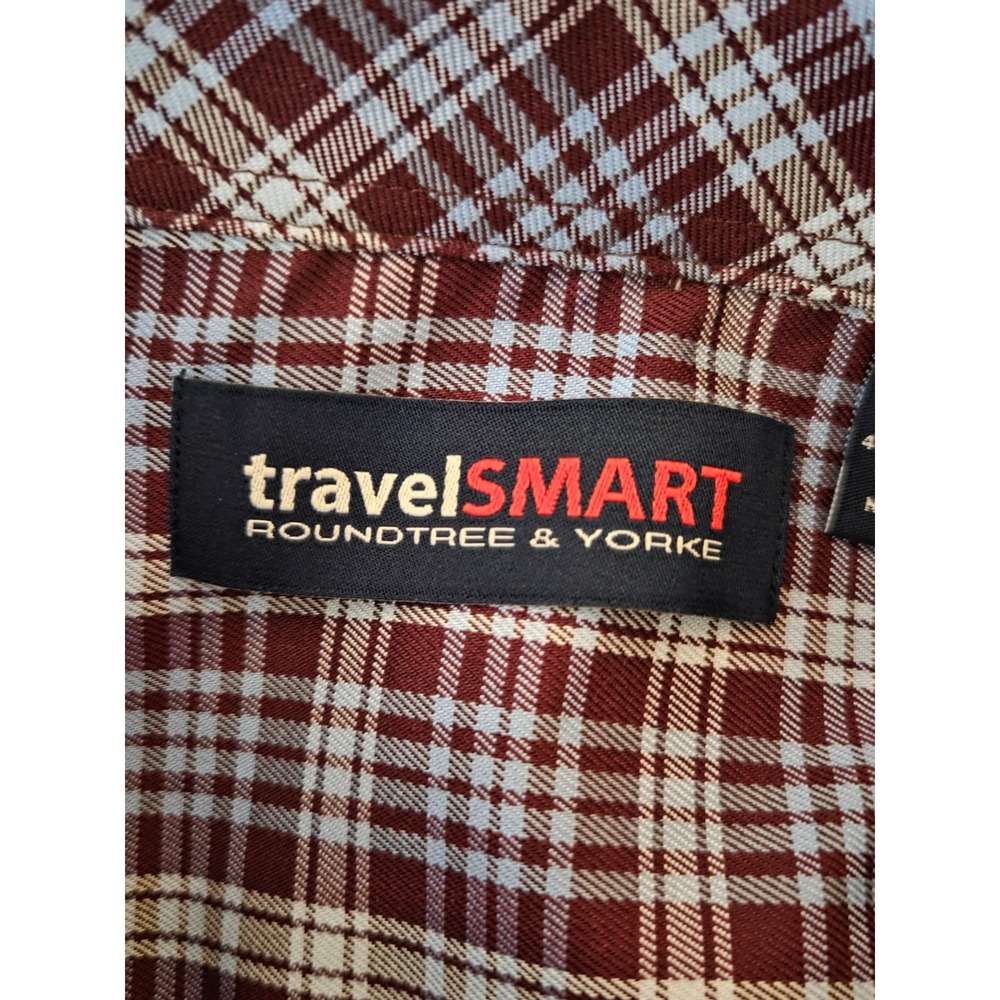 NWT Roundtree & Yorke TravelSmart Mens 2XB Big Blue Maroon Button Up Easy Care - Picture 5 of 9